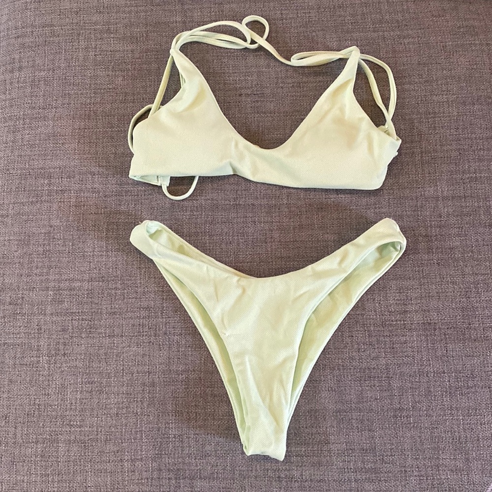 Textured mint green bikini